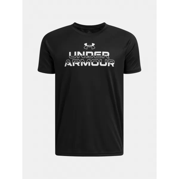  Tricou băieți UNDER ARMOUR UA TECH SPLIT WORDMARK SS 1383010-004 NEGRU 
