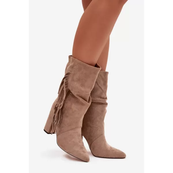  Pantofi de dama cu toc BOTO DARLINA 40513 KAKI 