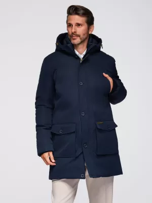 Parka pentru bărbați OMBRE OM-JAPJ-0287 ALBASTRU MARIN