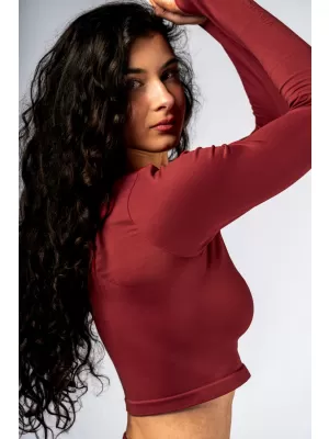 Crop top fără cusături, cu mâneci lungi POWER 892 RED Nebbia