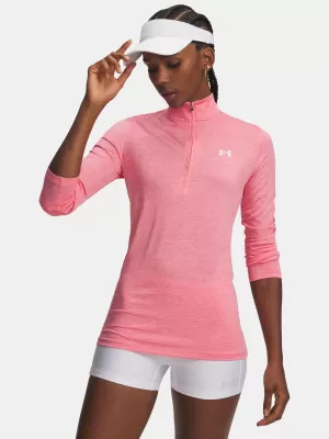Tricou pentru femei TECH 1/2 ZIP- TWIST 1384225-601 ROZ Under Armour