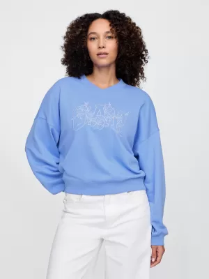 Hanorac de dama GAP LOGO WEDGE NECK SWEATSHIRT 714869-02 CĂMAȘĂ ALBASTRĂ