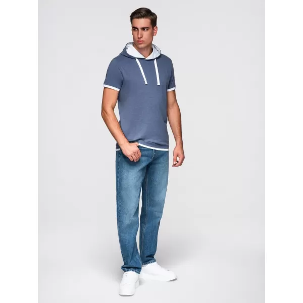  Tricou pentru bărbați OMBRE OM-TSCT-0256 MELANGE ALBASTRU ÎNCHIS 