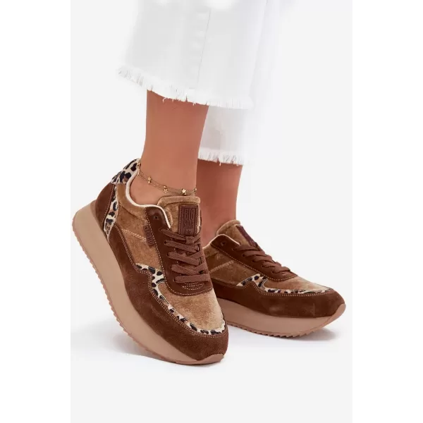  Adidași de damă BIG STAR OO274A313 MARO/BEJ Pantofi Big Star 