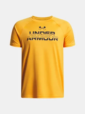 Tricou băieți UNDER ARMOUR UA TECH SPLIT WORDMARK SS 1383010-793 PORTOCALE