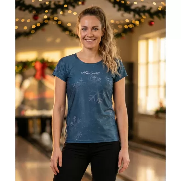  Tricou de Crăciun premium pentru femei ALTISPORT VOJ/ALWVN7TR06 ALBASTRU 