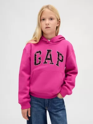 Hanorac pentru copii GAP LOGO HOODIE PULLOVER 843868-03 FUCSIA STRĂLUCITOR
