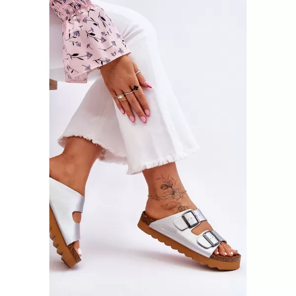  Papuci dama BIG STAR LL274476 SILVER Pantofi Big Star 