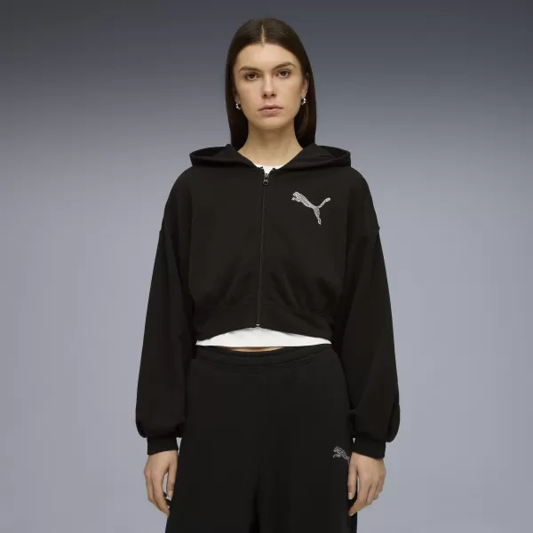  Hanorac de dama PUMA ESS GRAPHIC BEDAZZLED HOODIE 635394_01 PUMA NEGRU 