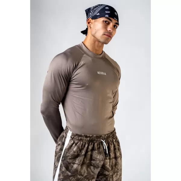  Tricou fără cusături cu mâneci lungi POWER 901 LIGHT BROWN ASH Nebbia 