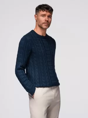 Pulover pentru bărbați OMBRE OM-SWSW-0173 ALBASTRU MARIN