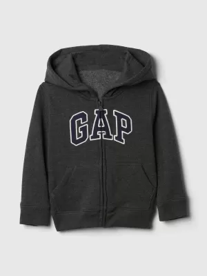 Hanorac pentru copii GAP LOGO HOODIE ZIP 723271-02 CĂRBUNE CĂRBUNE