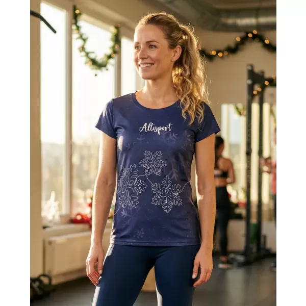  Tricou de Crăciun premium pentru femei ALTISPORT VOJ/ALWVN8TR06 ALBASTRU ÎNCHIS 