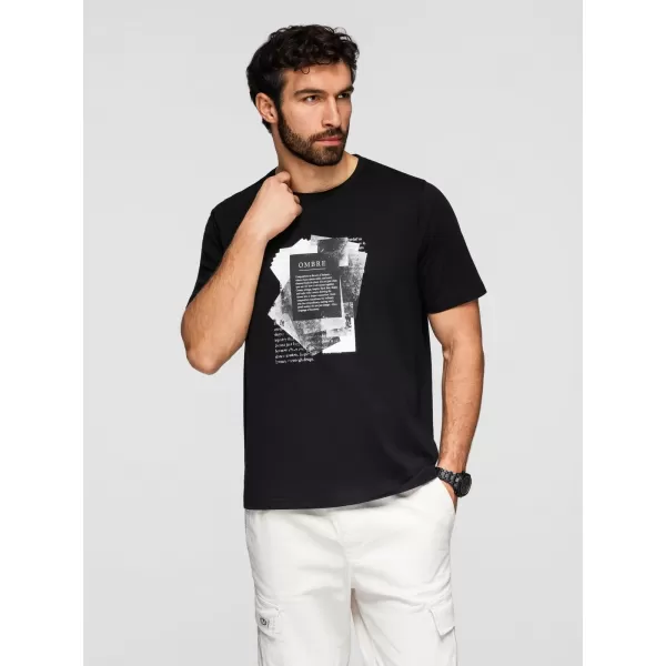  Tricou pentru bărbați OMBRE OM-TSPT-0261 NEGRU 