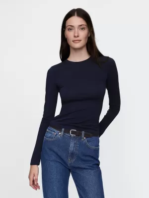 Tricou pentru femei GAP CREW LONGSLEEVE TEE 544344-09 UNIFORMA MARINEI