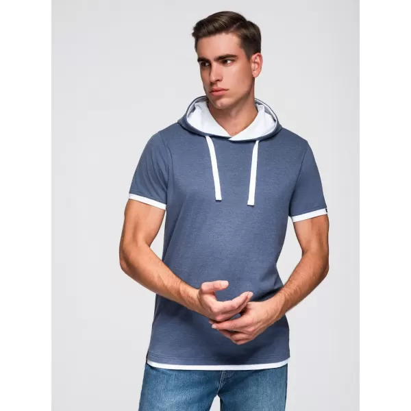  Tricou pentru bărbați OMBRE OM-TSCT-0256 MELANGE ALBASTRU ÎNCHIS 
