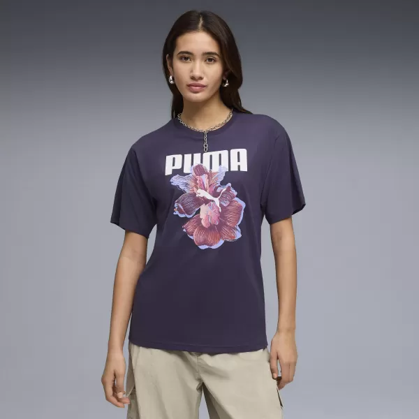  Tricou pentru femei PUMA GRAPHICS RELAXED TEE BETTER 691908_64 PRUNĂ ADÂNCĂ 