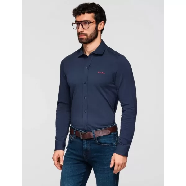  Cămașă pentru bărbați OMBRE K697 ALBASTRU MARIN 