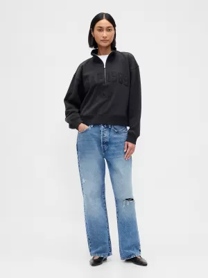 Hanorac de dama GAP LOGO HALF ZIP 852841-01 NOAPTE FĂRĂ LUNĂ