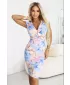 Rochie NUMOCO 379-7 ALBASTRU CU FLORI