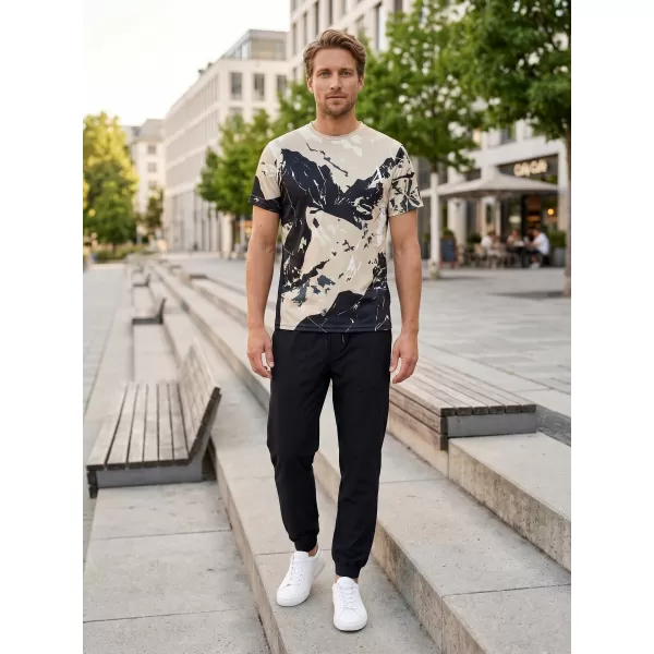  Tricou premium pentru bărbați ALTISPORT VOJ/ALM131TR01 BEJ/NEGRU 