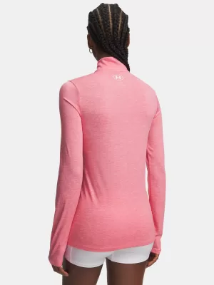 Tricou pentru femei TECH 1/2 ZIP- TWIST 1384225-601 ROZ Under Armour