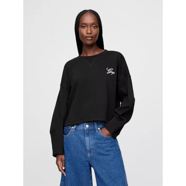  Hanorac de dama GAP LOGO HORSESHOE SWEATSHIRT 767368-01 NEGRU ADEVĂRAT 