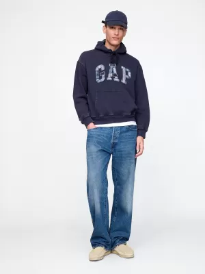 Hanorac pentru bărbați GAP PATCHWORK LOGO PULLOVER HOODIE 745196-00 UNIFORMA MARINEI