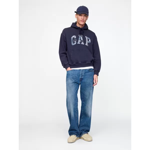  Hanorac pentru bărbați GAP PATCHWORK LOGO PULLOVER HOODIE 745196-00 UNIFORMA MARINEI 