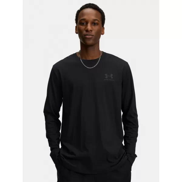  Tricou pentru bărbați UNDER ARMOUR UA SPORTSTYLE LEFT CHEST LS 1329585-002 NEGRU 