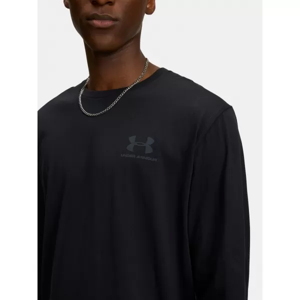 Tricou pentru bărbați UNDER ARMOUR UA SPORTSTYLE LEFT CHEST LS 1329585-002 NEGRU 