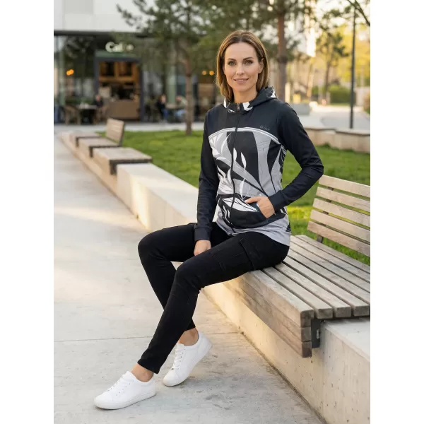  Hanorac premium pentru femei cu fermoar ALTISPORT VOJ/ALW128MI02 ALB-NEGRU 