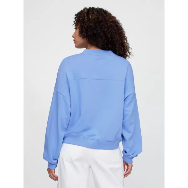  Hanorac de dama GAP LOGO WEDGE NECK SWEATSHIRT 714869-02 CĂMAȘĂ ALBASTRĂ 