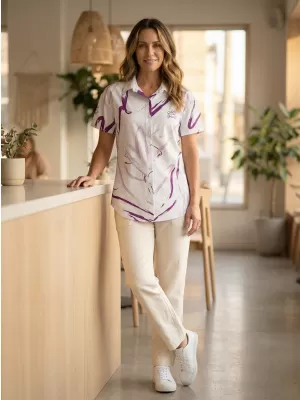 Cămașă premium pentru femei ALTISPORT VOJ/ALW049KOS01 ALB/VIOLET