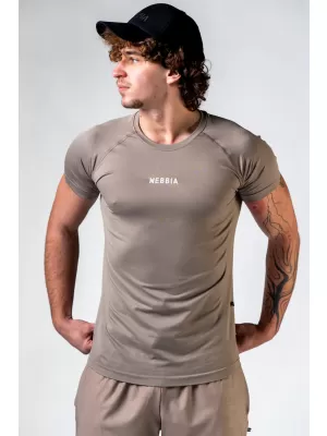 Tricou fără cusături cu mâneci scurte POWER 900 LIGHT BROWN ASH Nebbia