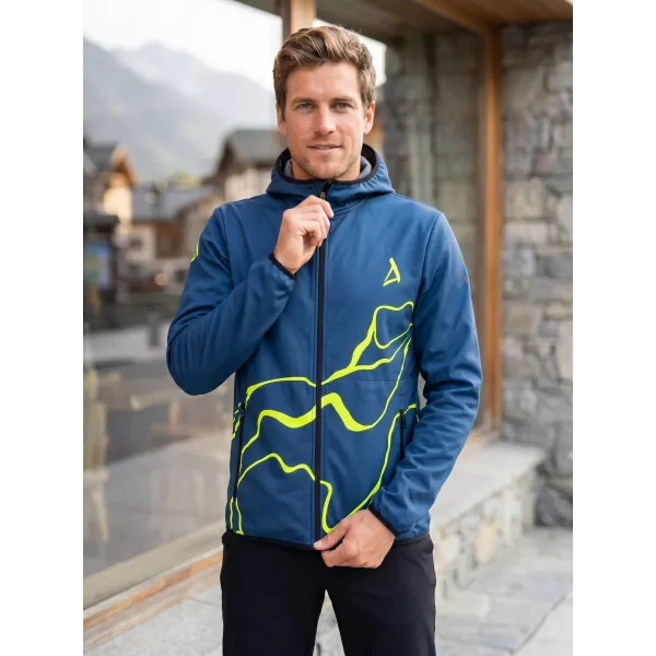  Jachetă softshell premium pentru bărbați ALTISPORT VOJ/ALM073JACK01 BLEUMARIN/GALBEN NEON 