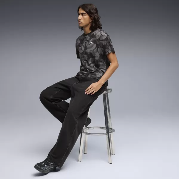 Tricou pentru bărbați PUMA ESS LOGO LAB AOP TEE 692027_01 PUMA NEGRU 