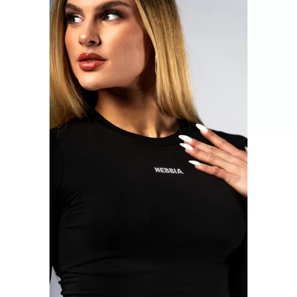  Crop top fără cusături, cu mâneci lungi POWER 892 BLACK Nebbia 