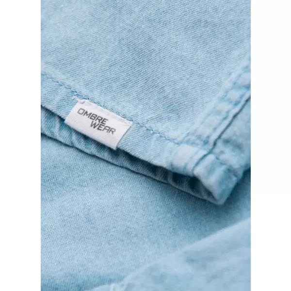  Cămașă pentru bărbați OMBRE OM-SHDS-0210 ALBASTRU DESCHIS 