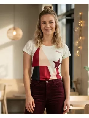 Tricou de Crăciun premium pentru femei ALTISPORT VOJ/ALWVN11TR06 CREMOS