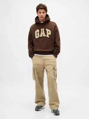 Hanorac pentru bărbați GAP HEAVYWEIGHT LOGO HOODIE PULLOVER 823104-04 MARO ÎNCHIS