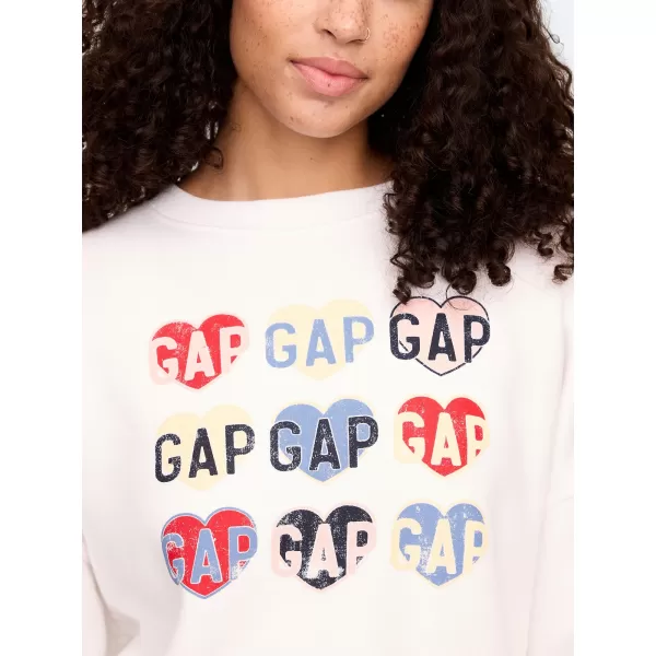  Hanorac de dama GAP HERITAGE LOGO WEDGE NECK SWEATSHIRT 744527-00 GRAFIC INIMA ALBĂ 