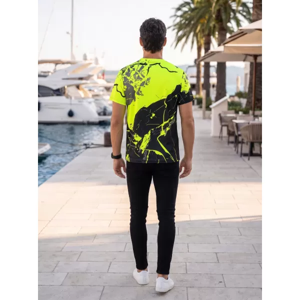  Tricou premium pentru bărbați ALTISPORT VOJ/ALM131TR01 GALBEN FLUO/NEGRU 