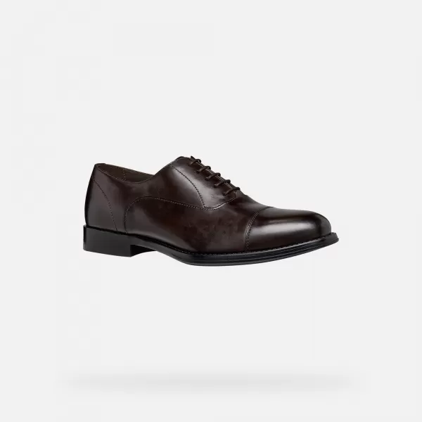  Pantofi rochie pentru bărbați GEOX BARBERIGO G014409 MARO ÎNCHIS 
