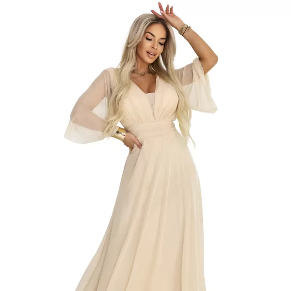  Rochie NUMOCO 654-2 BEJ ȘAMPANIE 