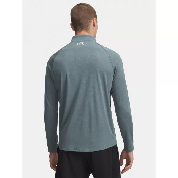  Tricou pentru bărbați UNDER ARMOUR UA TECH TEXTURED 1/2 ZIP 1382797-587 ALBASTRU 