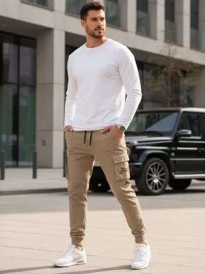 Pantaloni pentru bărbați DSTREET UX4163 BEJ