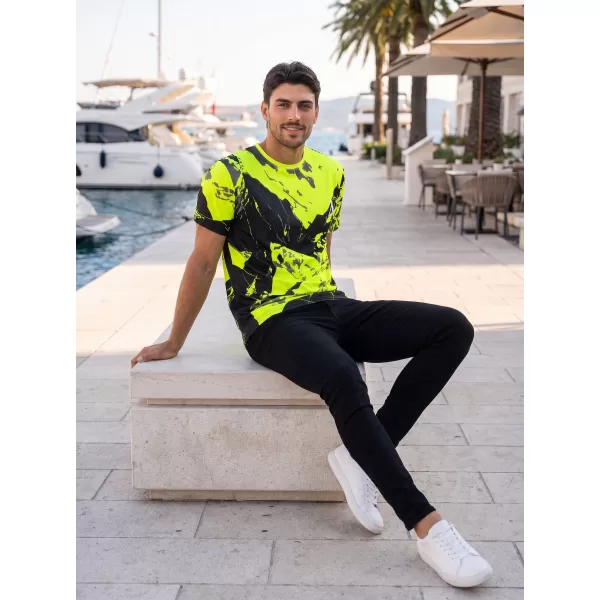  Tricou premium pentru bărbați ALTISPORT VOJ/ALM131TR01 GALBEN FLUO/NEGRU 