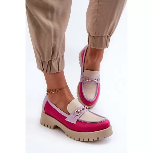  Mocasini de dama ZAZOO 3475 BEJ/FUSCHIA/LILIAC 