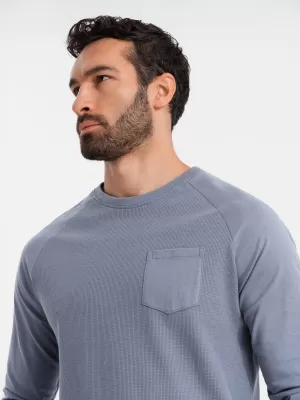 Tricou pentru bărbați OMBRE OM-LSCL-0109 DENIM ALBASTRU